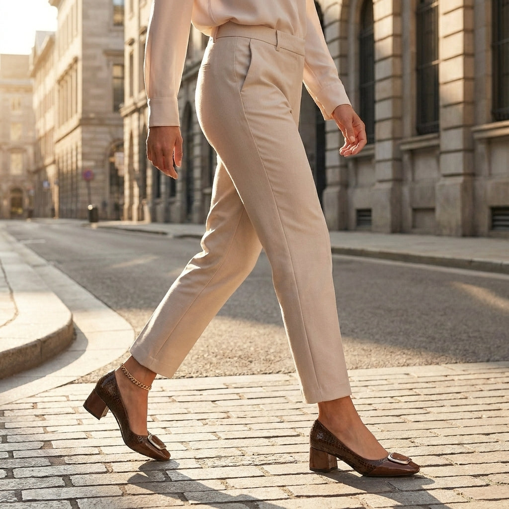 Textured Block Heel Pumps with Elegant Metallic Accent Detail