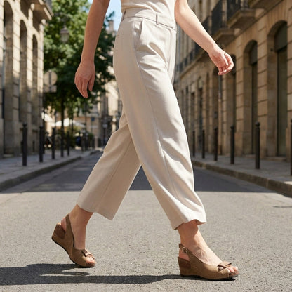 Refined Peep Toe Comfort Wedge Slingback Sandals