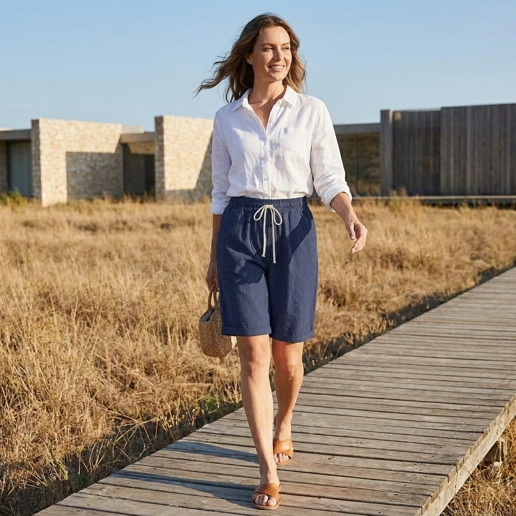 Coastal Ease Drawstring Bermuda Shorts