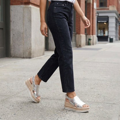 Elevated Metallic Platform Slingback Comfort Sandals