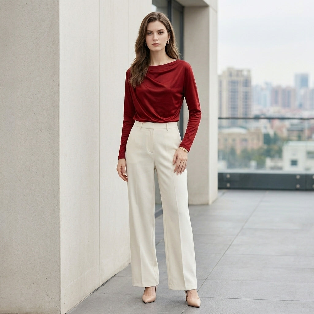 Drape Blouse with Elegant Relaxed Long Sleeve Fit