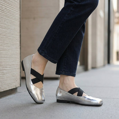 Parisian Ballet Flats with Elegant Cross Strap Comfort