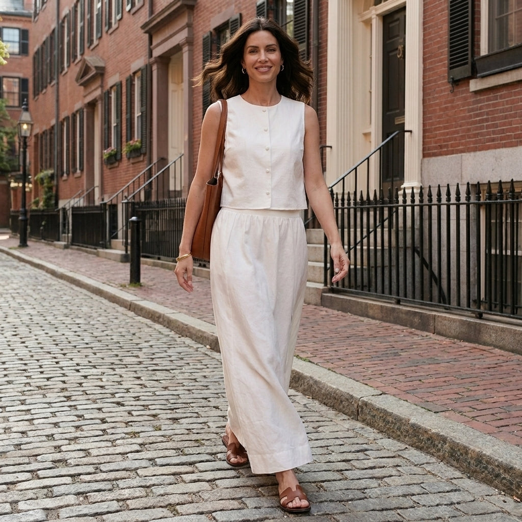 Elegant Sleeveless Crop Top and Maxi Skirt Set