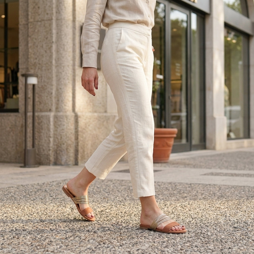 Sienna Metallic Wrap Strap Slide Sandals