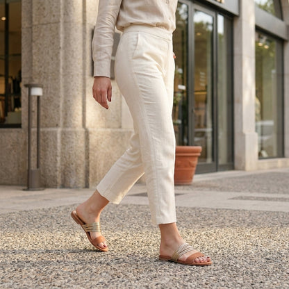 Sienna Metallic Wrap Strap Slide Sandals