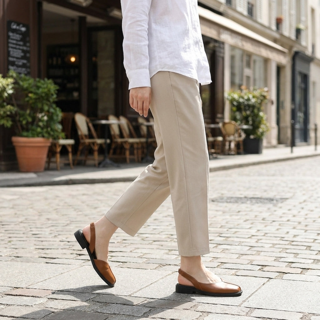 Minimalist Square-Toe Slingback Flats for Effortless Everyday Style