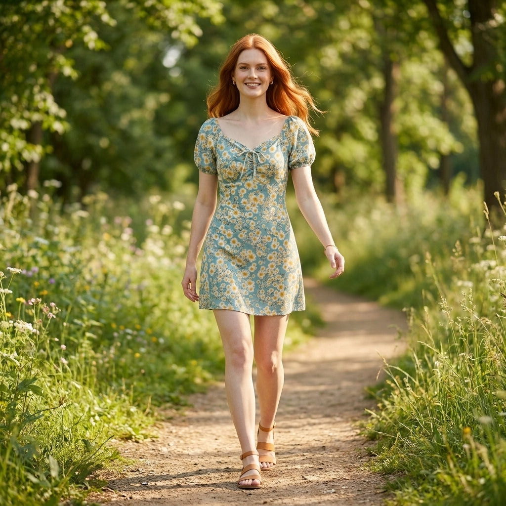 Daisy Meadow Puff Sleeve Tie Front Mini Dress
