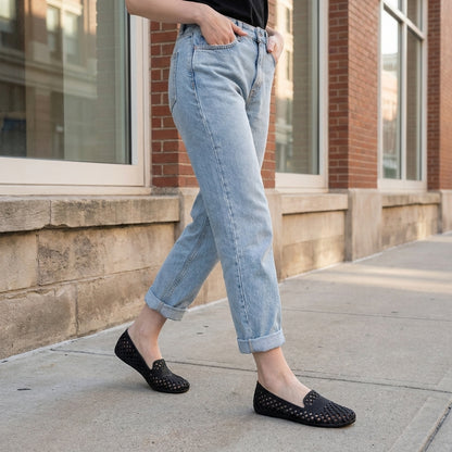 Woven Cutout Slip-On Ballet Flats