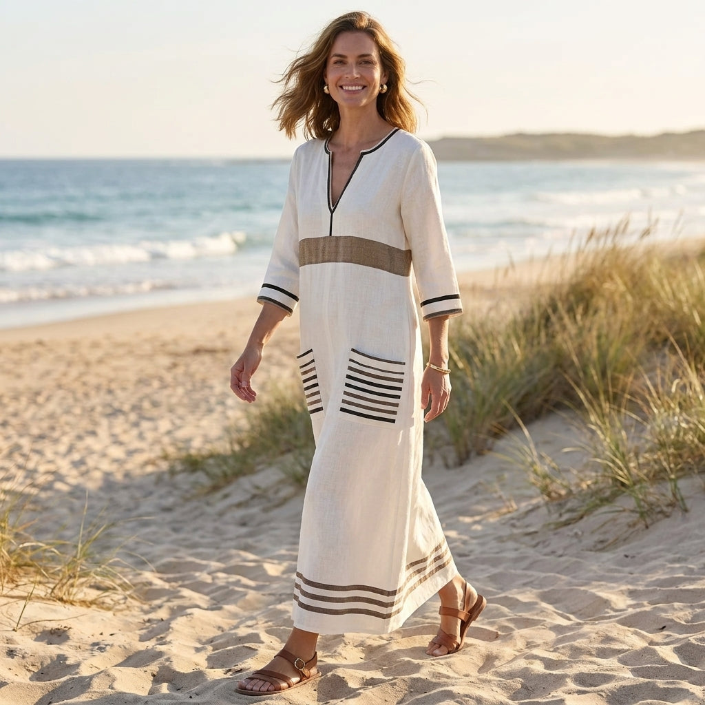 Santorini Stroll Embellished Resort Maxi Dress