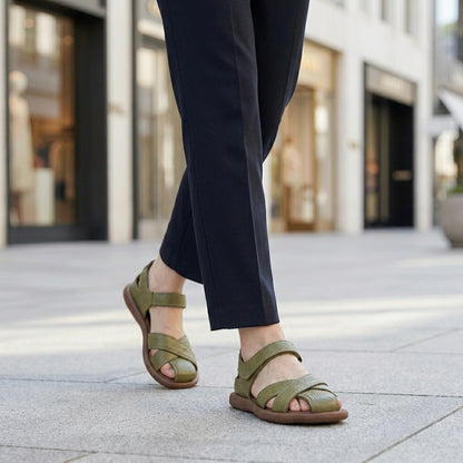 Coastal Cross-Strap Comfort Sandals with Adjustable Ankle Strap
