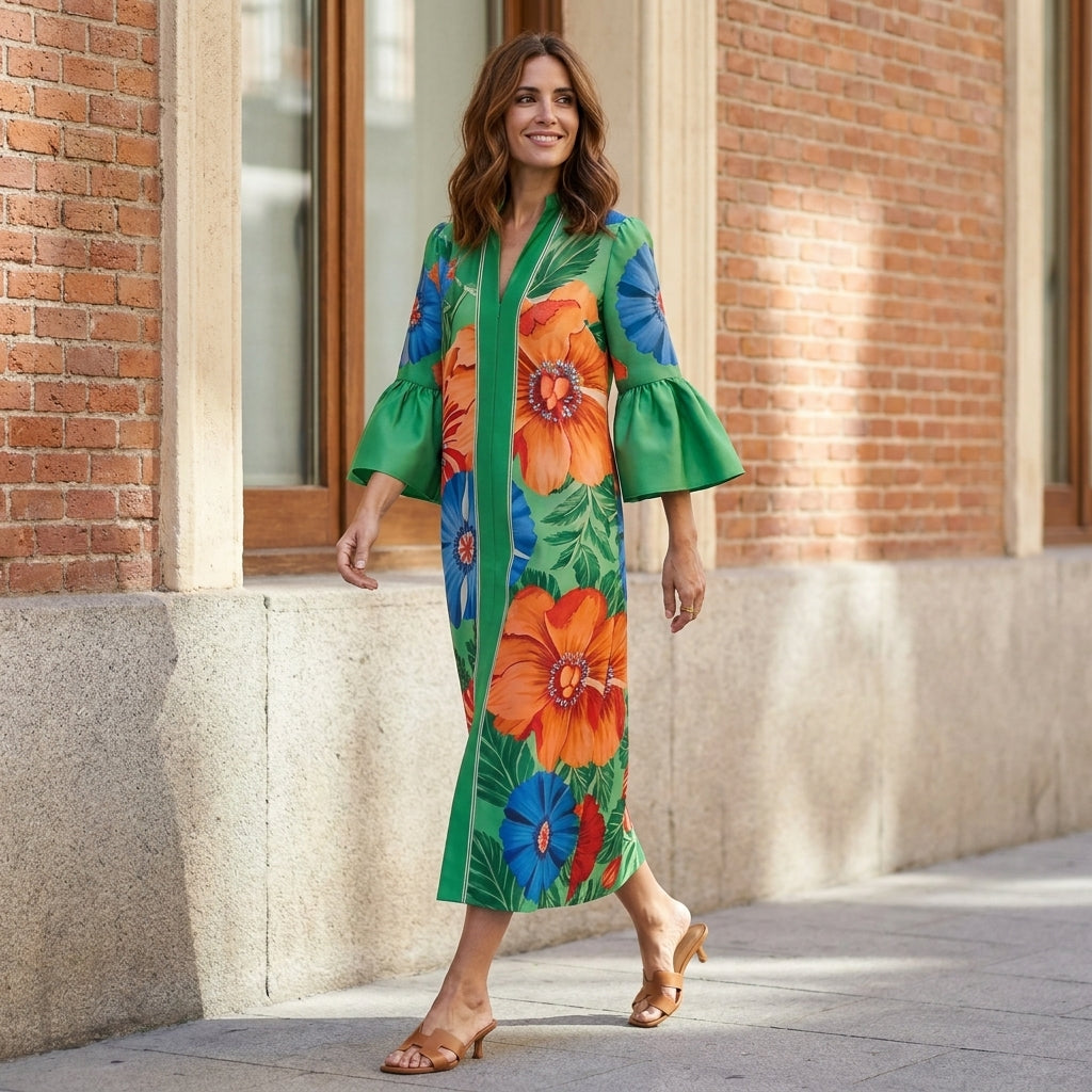 Riviera Bloom Statement Floral Midi Dress