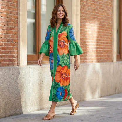 Riviera Bloom Statement Floral Midi Dress