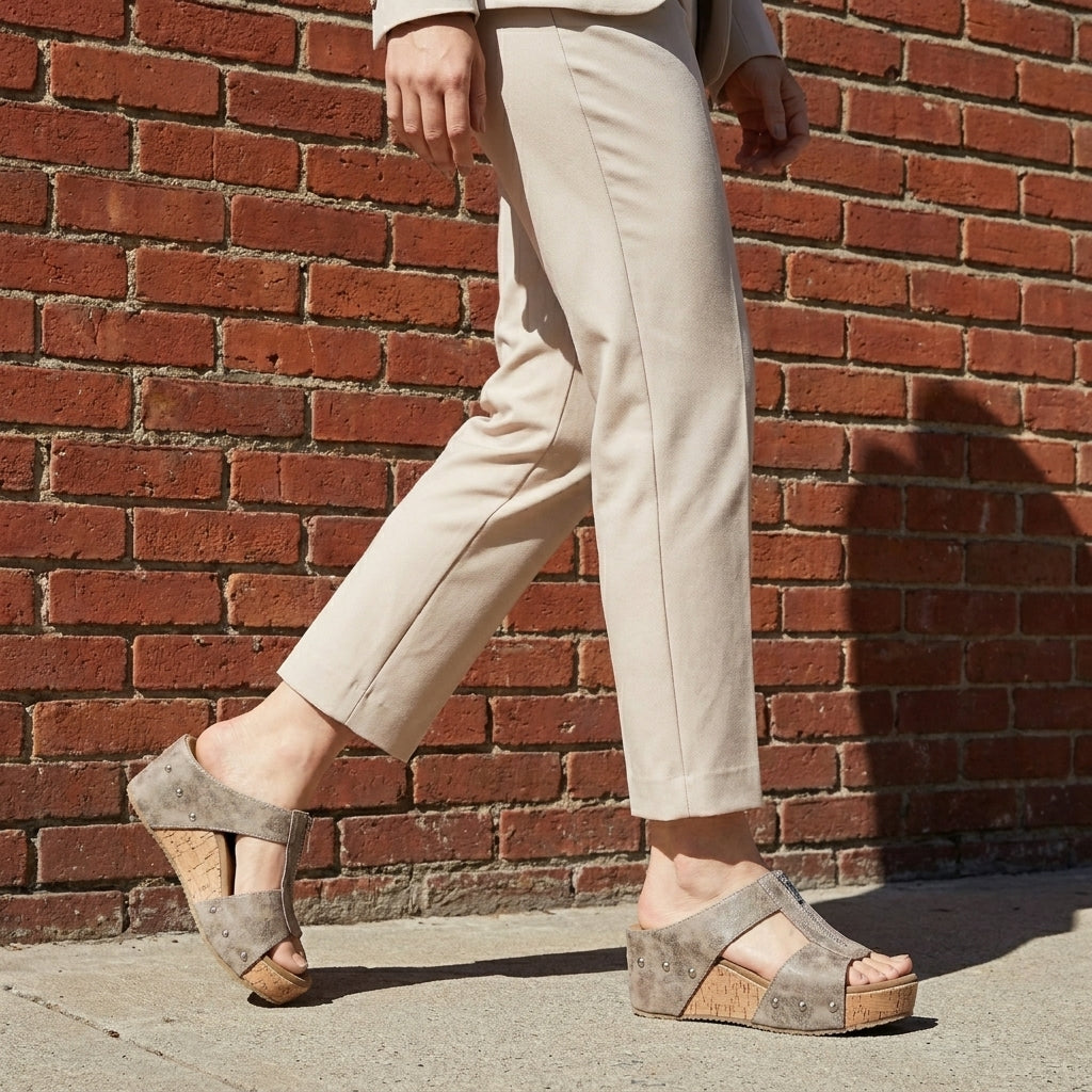 Riviera Cork Platform Comfort Slide Sandals