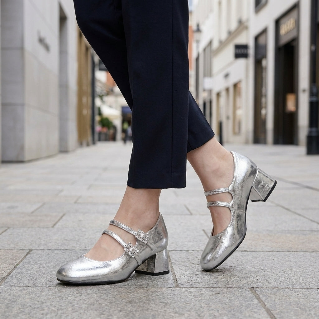 Chic Double Strap Mary Jane Heels with Polished Feminine Silhouette