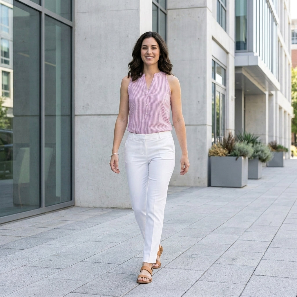 Refined Stripe Sleeveless Blouse for Effortless Elegance