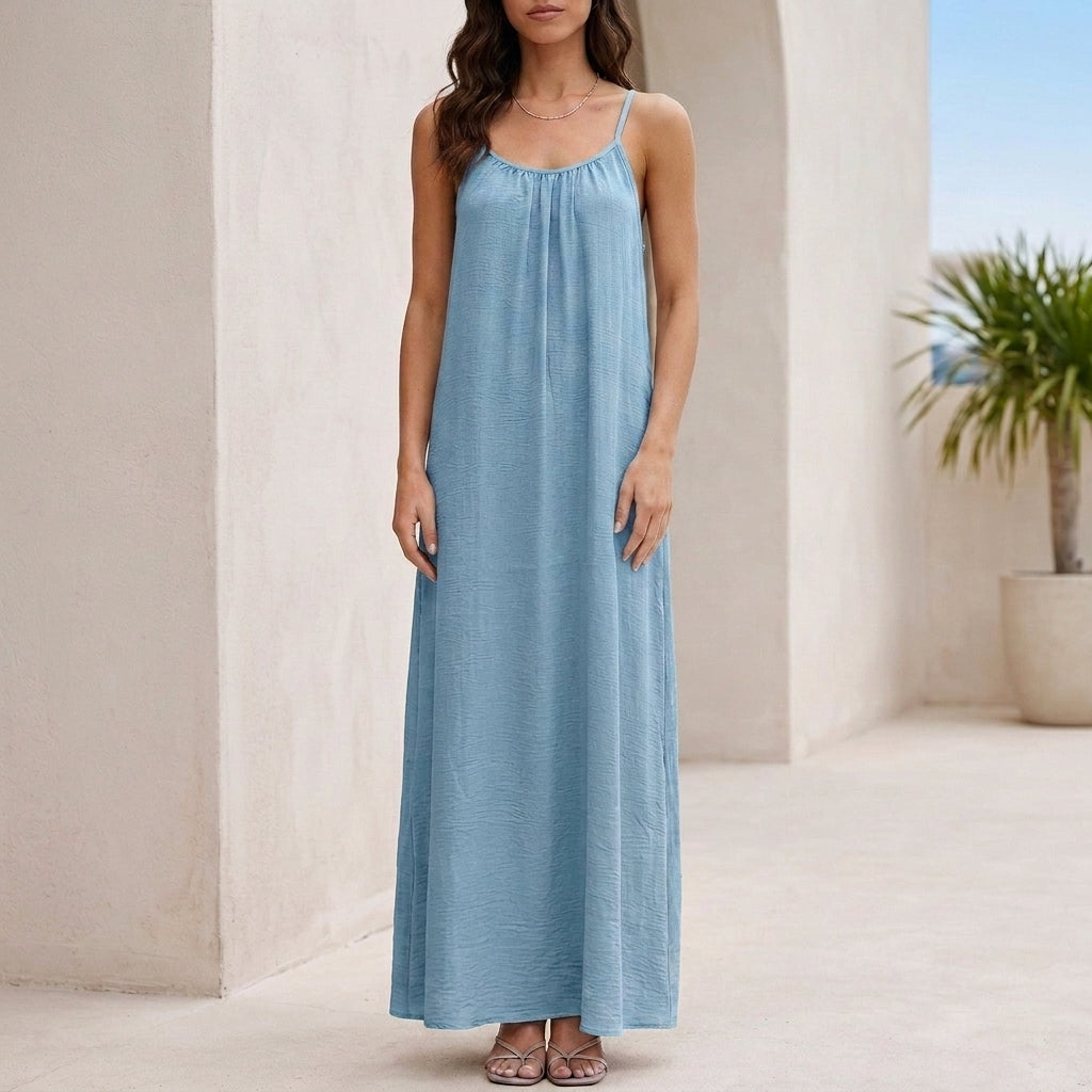 Effortless Backless Maxi Dress with Flowing Silhouette