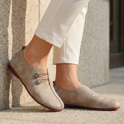 Marina Vintage Button Accent Comfort Flats