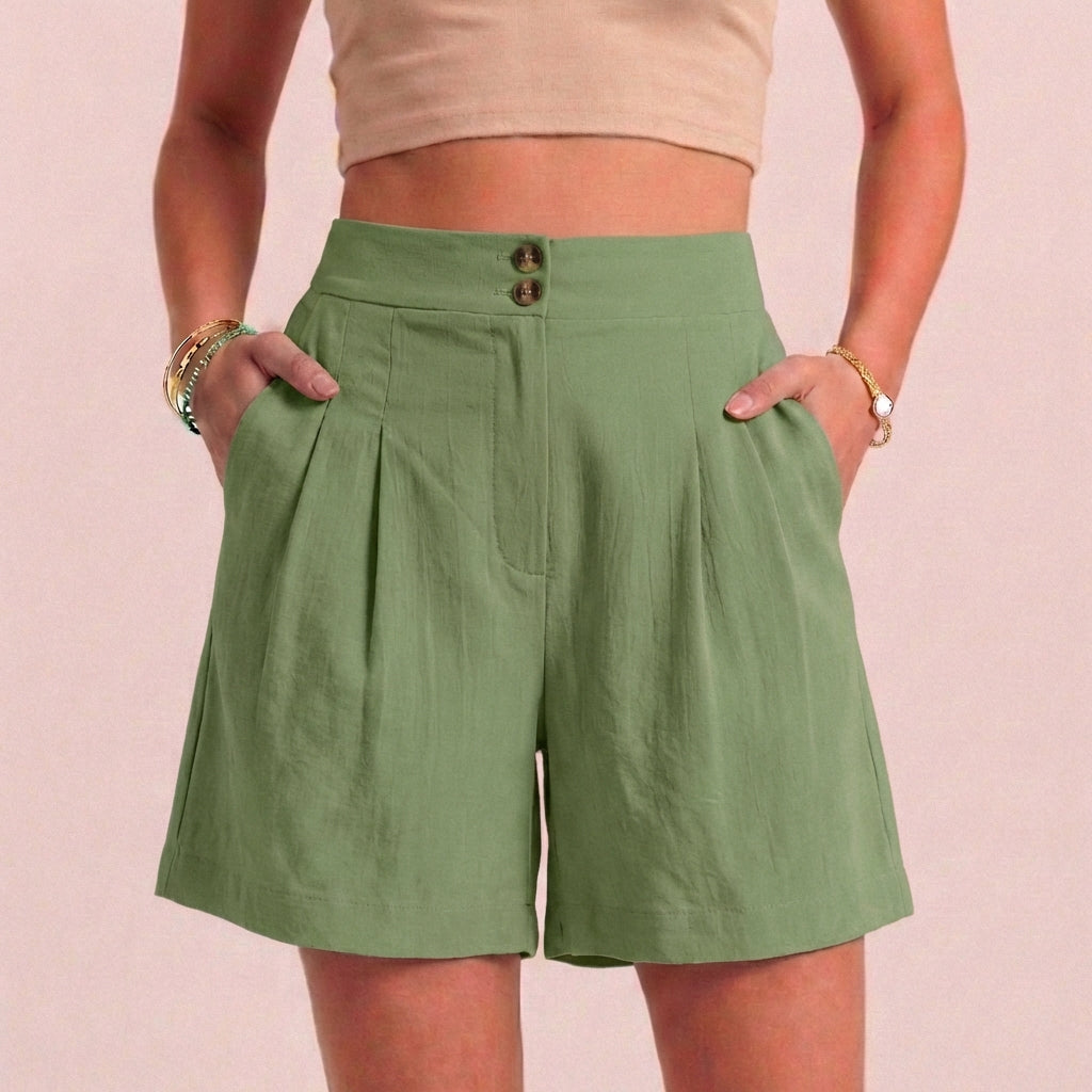 Relaxed Paperbag Waist Shorts with Tailored Side Pockets