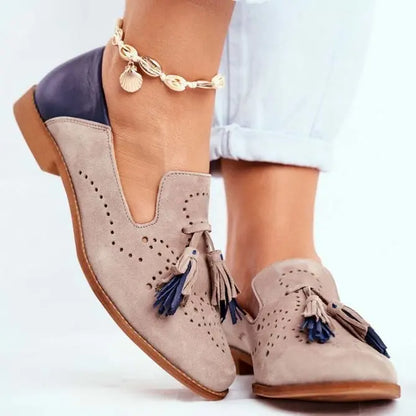 Perforated Suede Loafers with Dual Tassels
