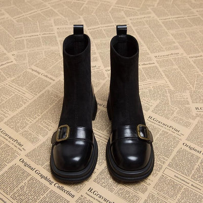 Olivia Ankle Boots | Chunky Sole Buckle Detail Ankle Boots