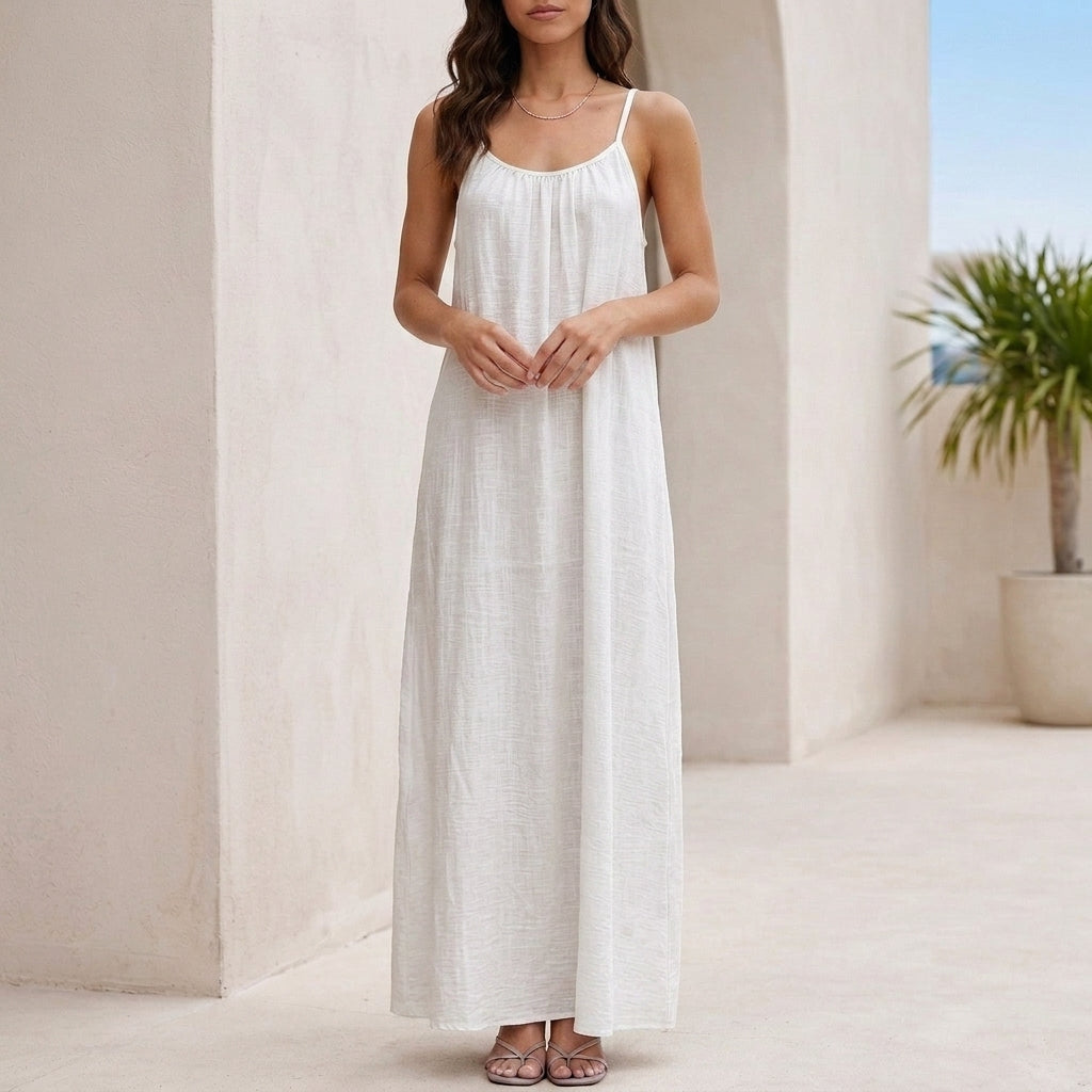Effortless Backless Maxi Dress with Flowing Silhouette