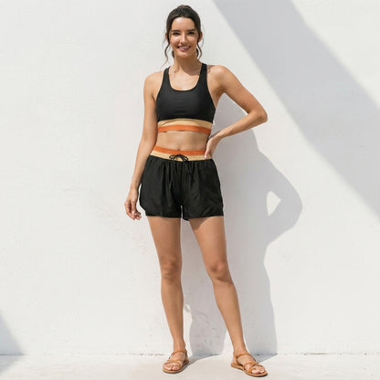 Colorblock Racerback Crop Top and Relaxed Short Set