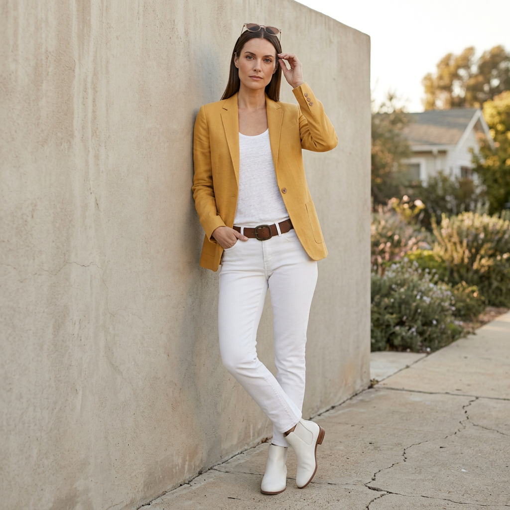 Tailored Single-Breasted Blazer with Classic Lapel and Patch Pockets