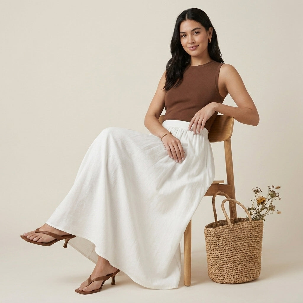 Flowing High-Waist A-Line Maxi Skirt