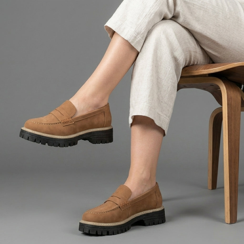 Classic Penny Loafers with Chunky Sole for Everyday Style