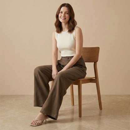 Relaxed Wide Leg Trousers with Minimalist Tailored Waistband Detail