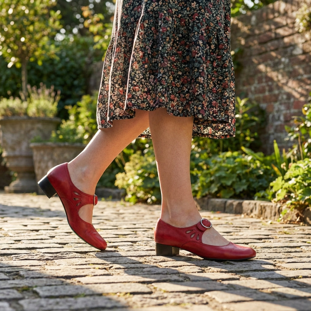 Women’s Closed-Toe Mary Jane Shoes with Block Heel and Adjustable Strap