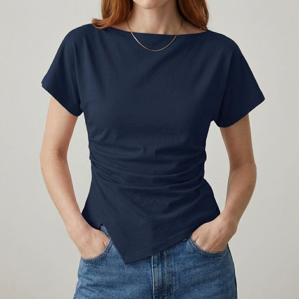 Midnight Muse Asymmetrical Draped Statement Top