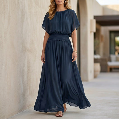 Flowing Smocked Waist Maxi Dress