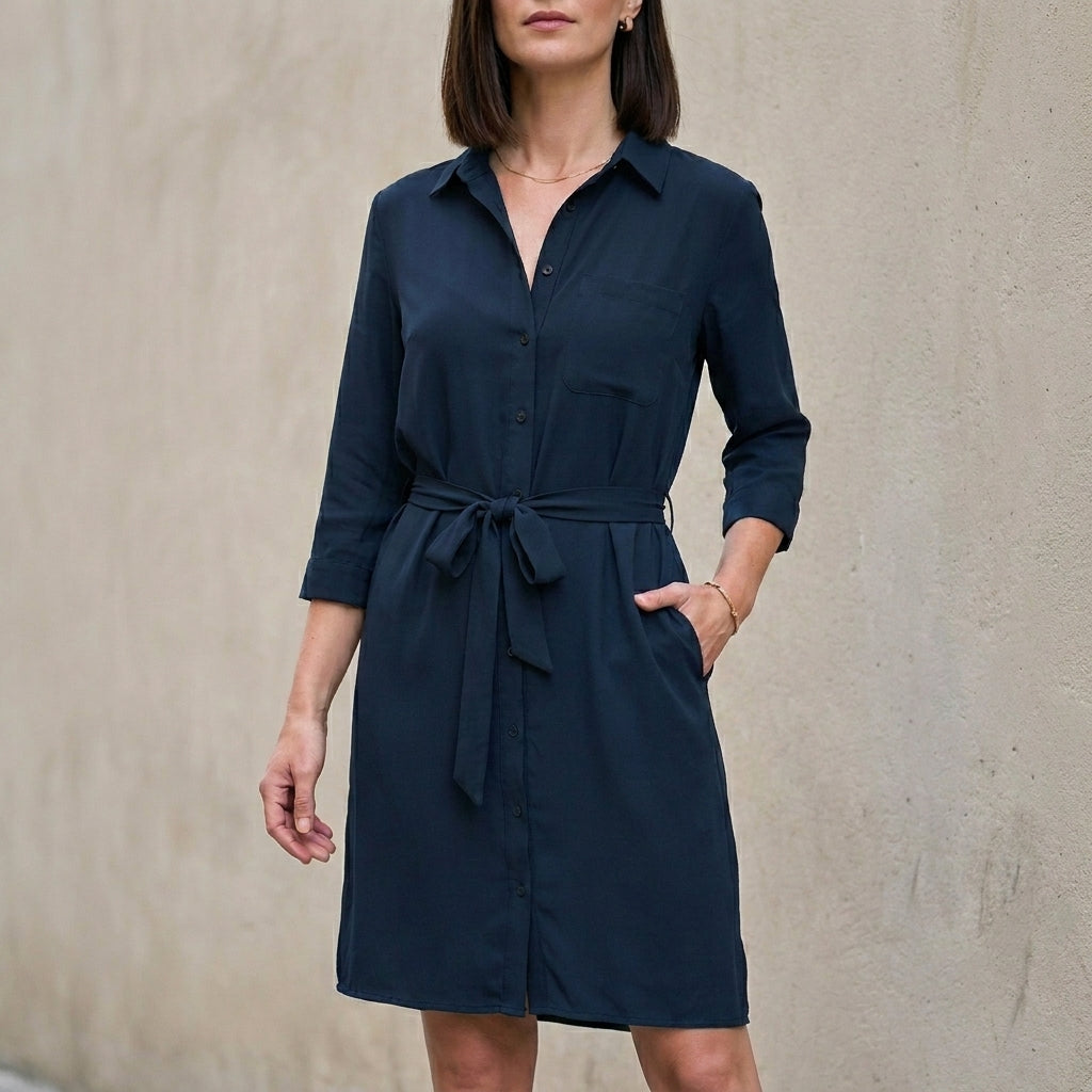 Sophisticated Belted Shirt Dress for Effortless Elegance