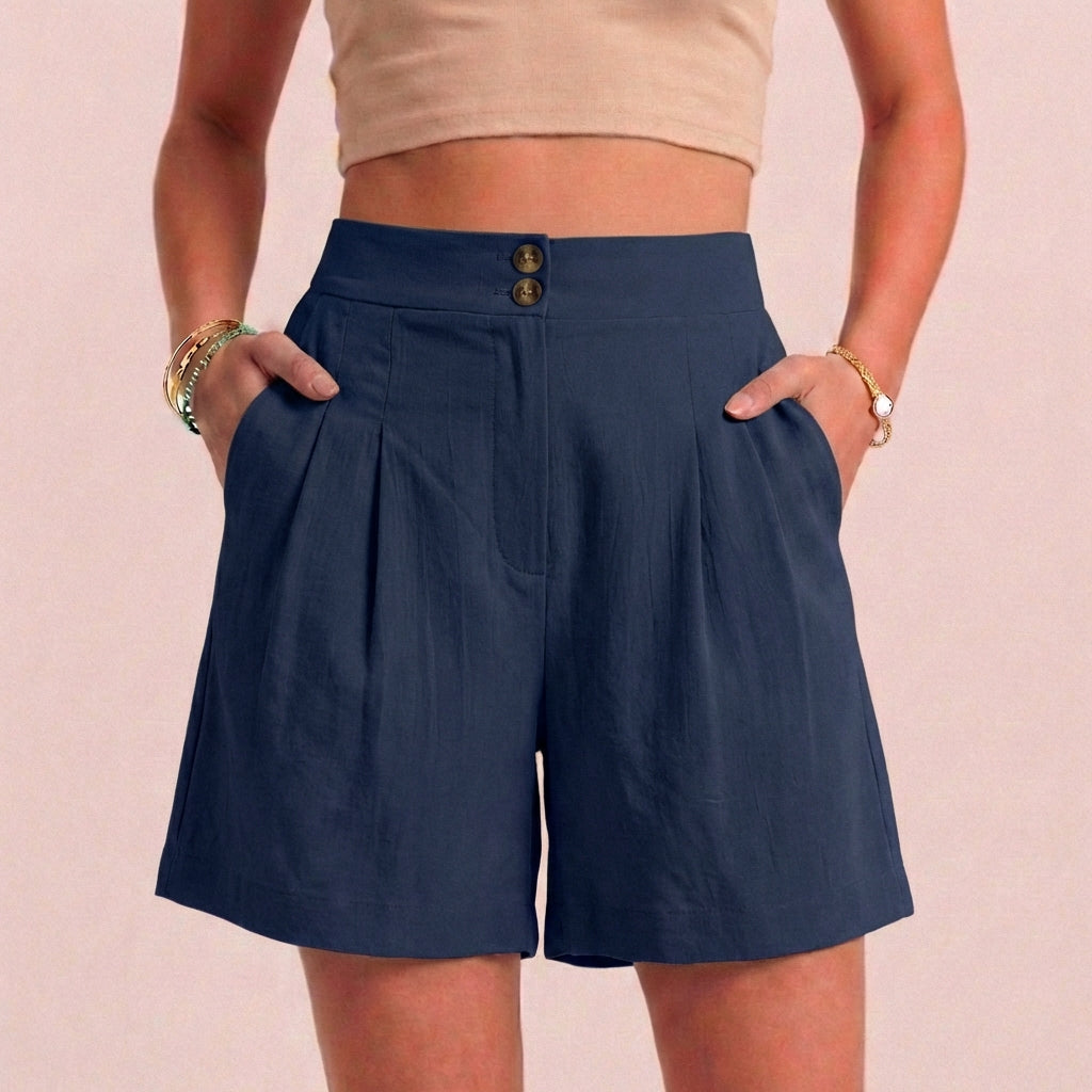 Relaxed Paperbag Waist Shorts with Tailored Side Pockets
