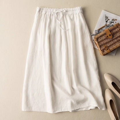 Textured Woven High-Waisted A-Line Midi Skirt with Adjustable Waist