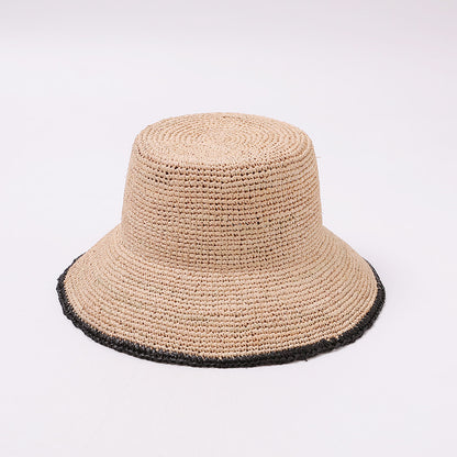 Structured Wide-Brim Woven Fisherman Hat with Contrasting Trim Edge