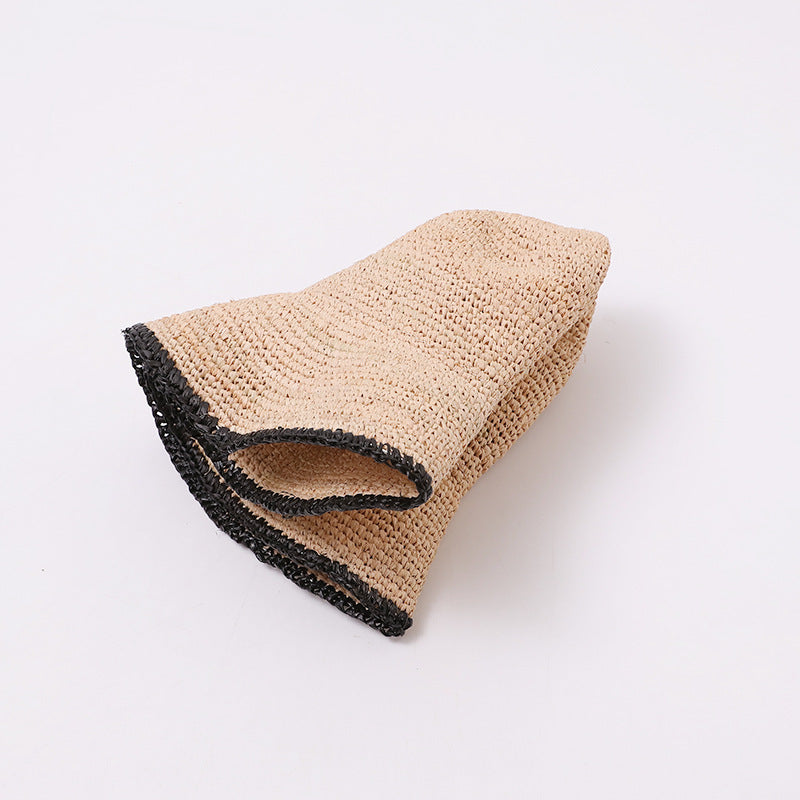 Structured Wide-Brim Woven Fisherman Hat with Contrasting Trim Edge