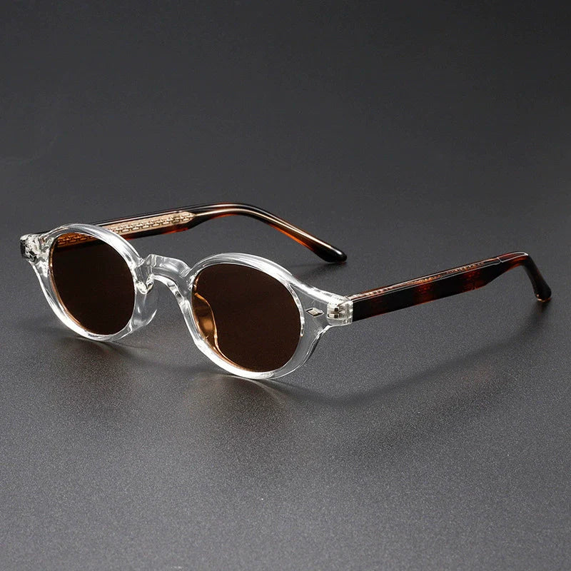 Vintage-Inspired Round Frame Sunglasses with Translucent Temples