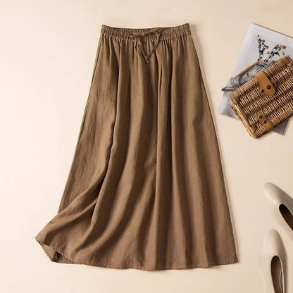 Textured Woven High-Waisted A-Line Midi Skirt with Adjustable Waist