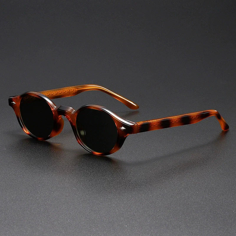 Vintage-Inspired Round Frame Sunglasses with Translucent Temples