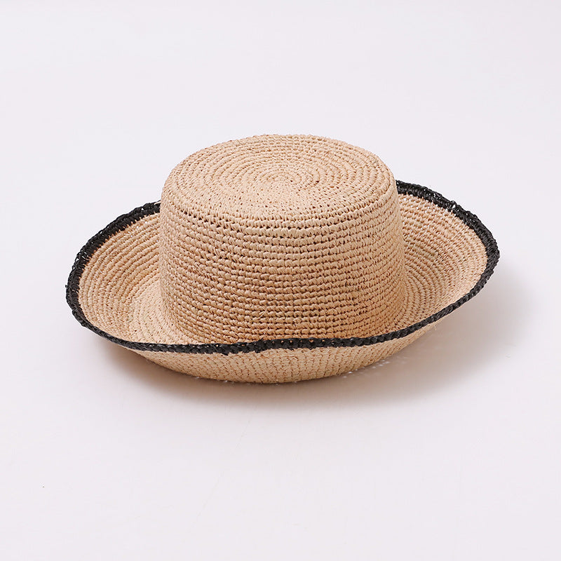 Structured Wide-Brim Woven Fisherman Hat with Contrasting Trim Edge
