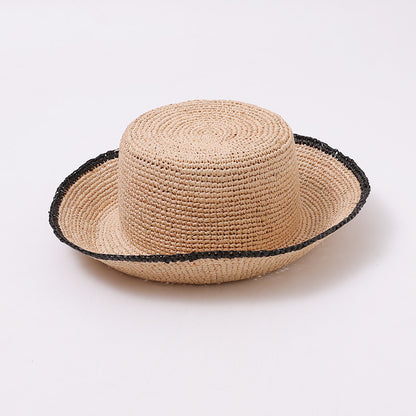 Structured Wide-Brim Woven Fisherman Hat with Contrasting Trim Edge