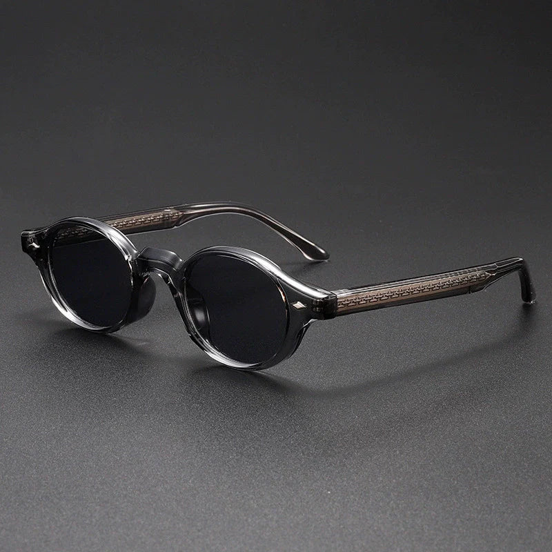 Vintage-Inspired Round Frame Sunglasses with Translucent Temples