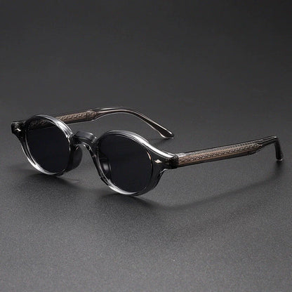 Vintage-Inspired Round Frame Sunglasses with Translucent Temples