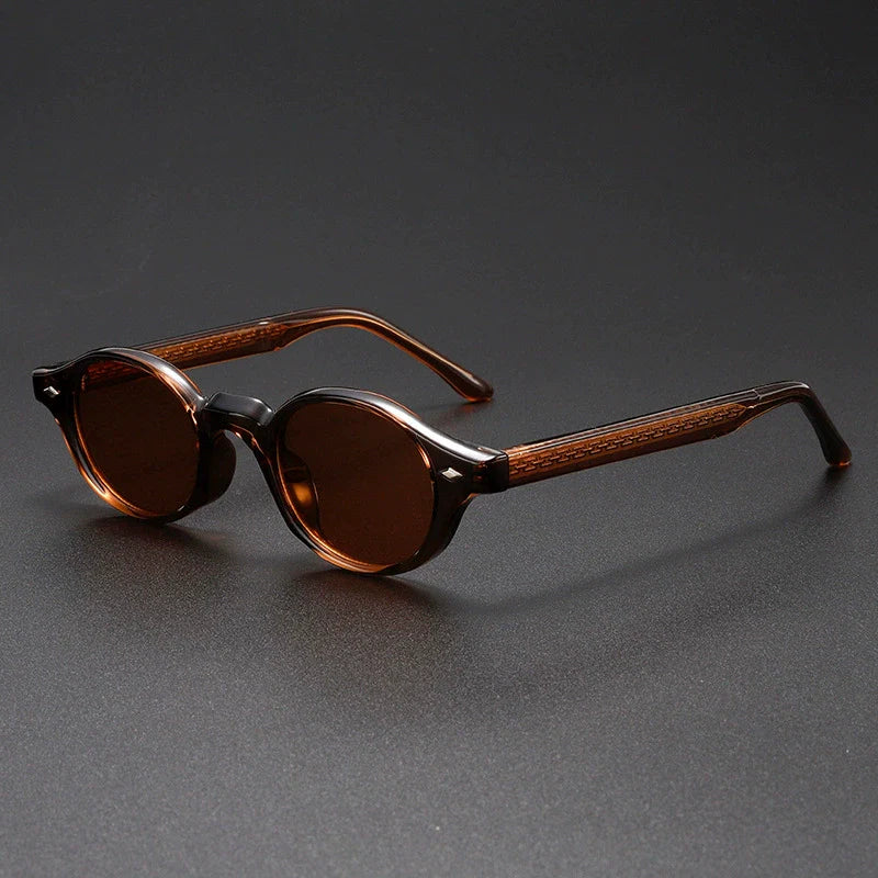 Vintage-Inspired Round Frame Sunglasses with Translucent Temples