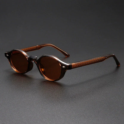 Vintage-Inspired Round Frame Sunglasses with Translucent Temples