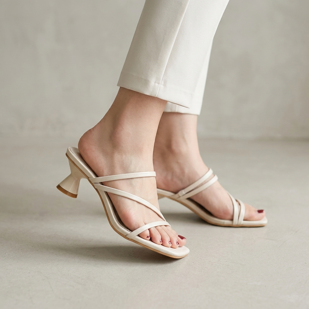 Elegant Square-Toe Mid-Heel Sandals with Delicate Thin Straps