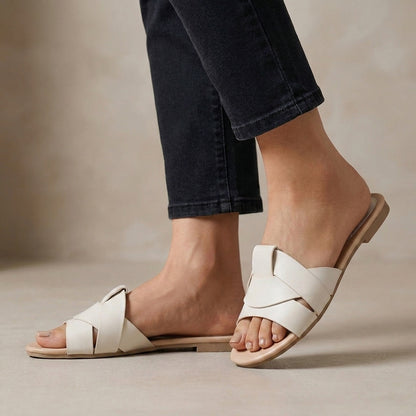 Structured Wide-Strap Flat Sandals for Summer Elegance