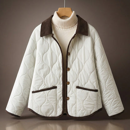 Isla Quilted Jacket | Corduroy Collar Button Front Jacket